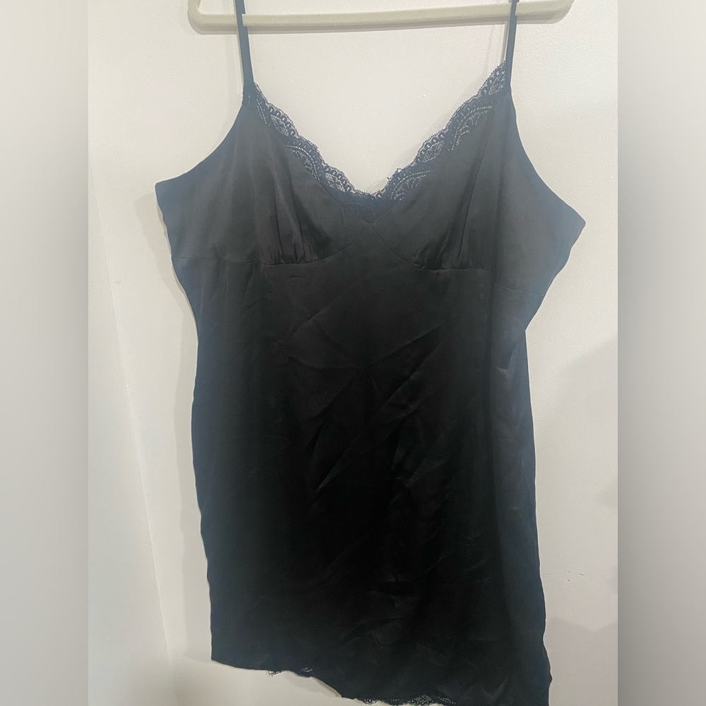 Black satin mini dress